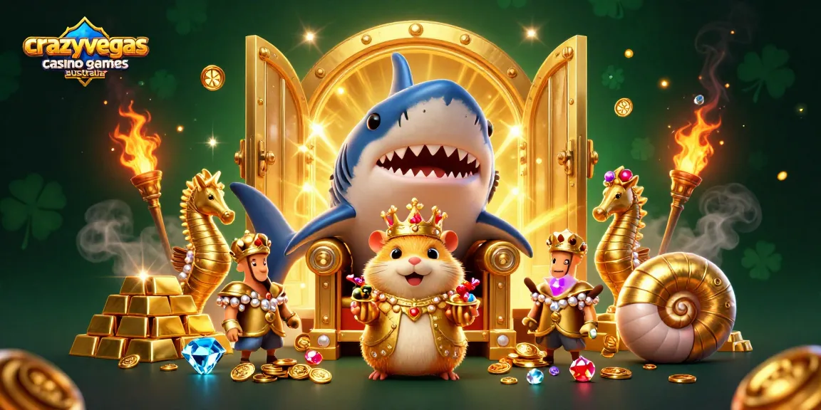 Experience the excitement of crazyvegas casino games australia with a fearsome hamster king on a treasure throne.