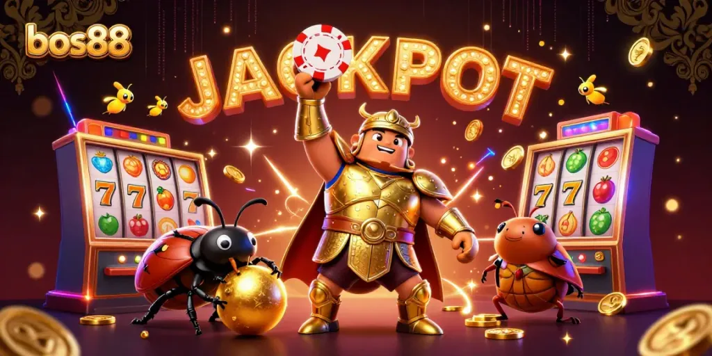 Spin the reels with bos88's jackpot-winning beetles and vibrant casino imagery.